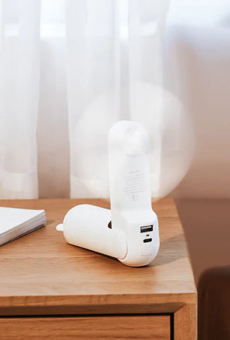 BreezePower™: Bärbar Fläkt med Powerbank och LED Lampa