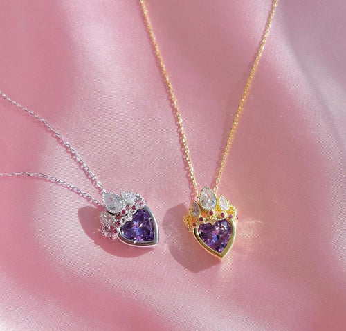 Rapunzel Crown Necklace - Kronhalsbandet med Violetta Hjärtat